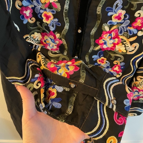 Soft Surroundings Phillips Black Maxi Embroidered Shirtdress Size 2X - Picture 3 of 7